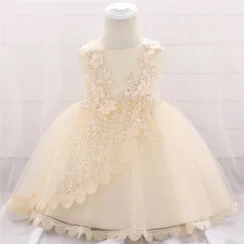 Baby Flower Patch Embellished lace Dress for Wedding