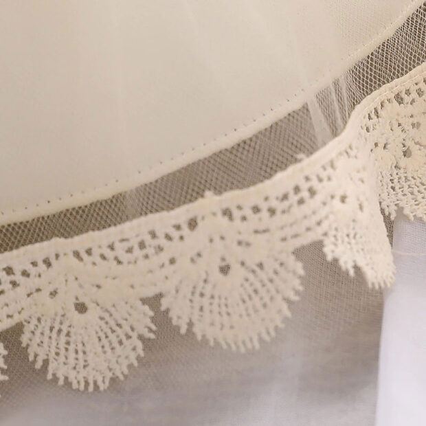 Wedding Flower Patch Embellished Lace Dress Sleeveless with Ribbon Bow Back - Image 6