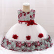 Wedding Flower Patch Sheer Dress Sleeveless with Embellished Design