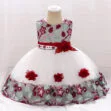 Wedding Flower Patch Sheer Dress Sleeveless with Embellished Design