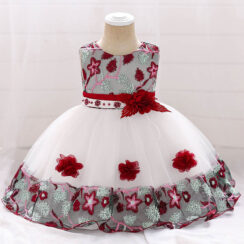 Wedding Flower Patch Sheer Dress Sleeveless with Embellished Design