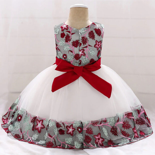 Wedding Flower Patch Sheer Dress Sleeveless with Embellished Design - Image 2