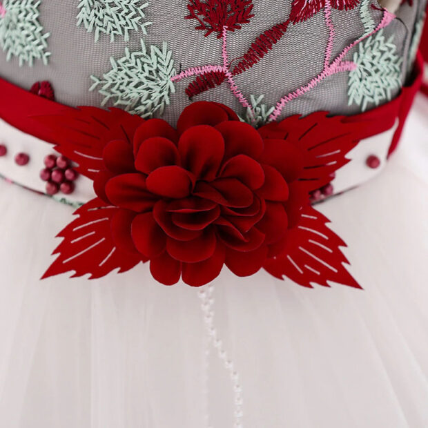Wedding Flower Patch Sheer Dress Sleeveless with Embellished Design - Image 5