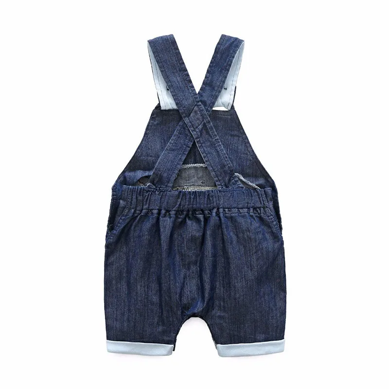 Short Sleeves Whale T-Shirt Denim Jeans Suspenders Shorts - Image 3