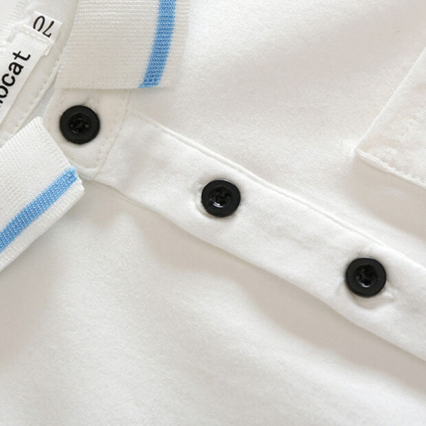 Baby Boy White Collar Button Shirt Bodysuit Blue Trousers - Image 4