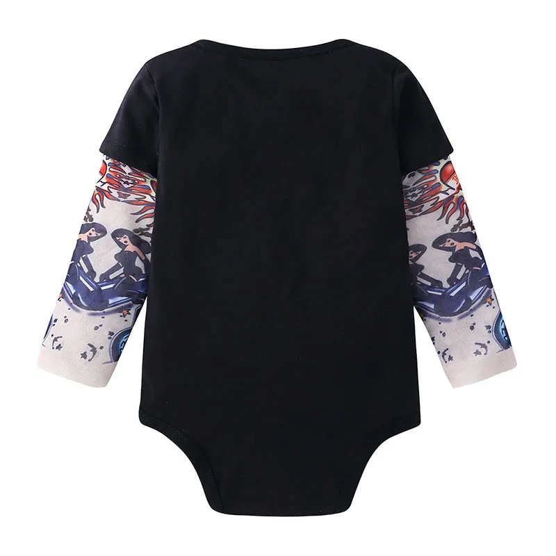 Wild One Letter Print with Tattoo Sleeve Onesie Long Sleeve - Image 2