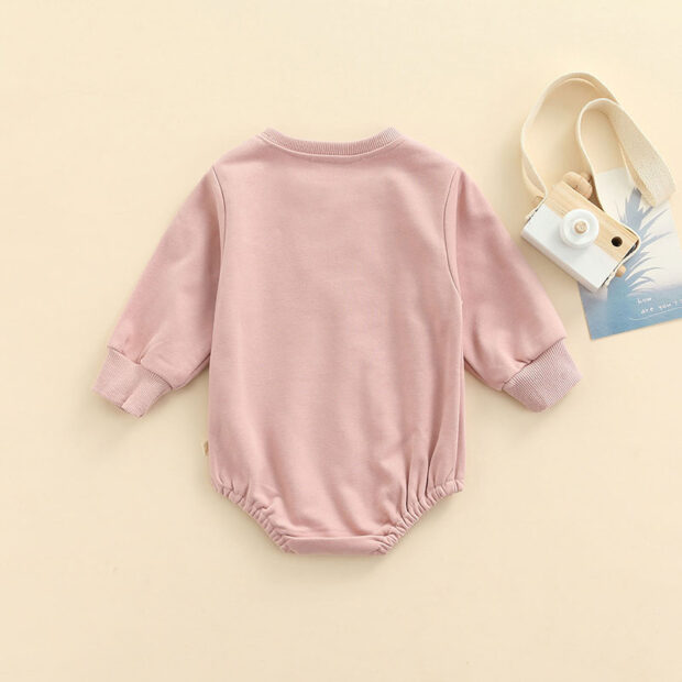 Winter Plain Color Lemon Embroidery Onesie Long Sleeve - Image 2