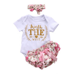 "Worth the Wait" Pink Floral Bodysuit Set Skirted Shorts Headband