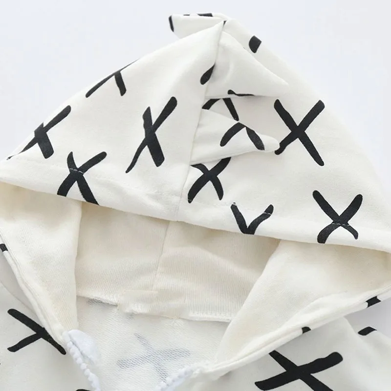 Baby X Mark Pattern Zip Up Hooded Jacket Long Sleeve - Image 3