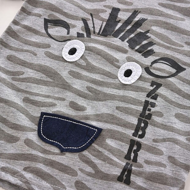 Zebra Pattern Pullover T-Shirt & Denim Shorts Short Sleeve Outfit - Image 2