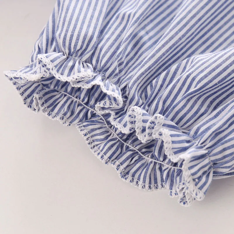 Baby Girl Floral Lace Blouse Sleeveless, Stripe Shorts 2 pcs - Image 5