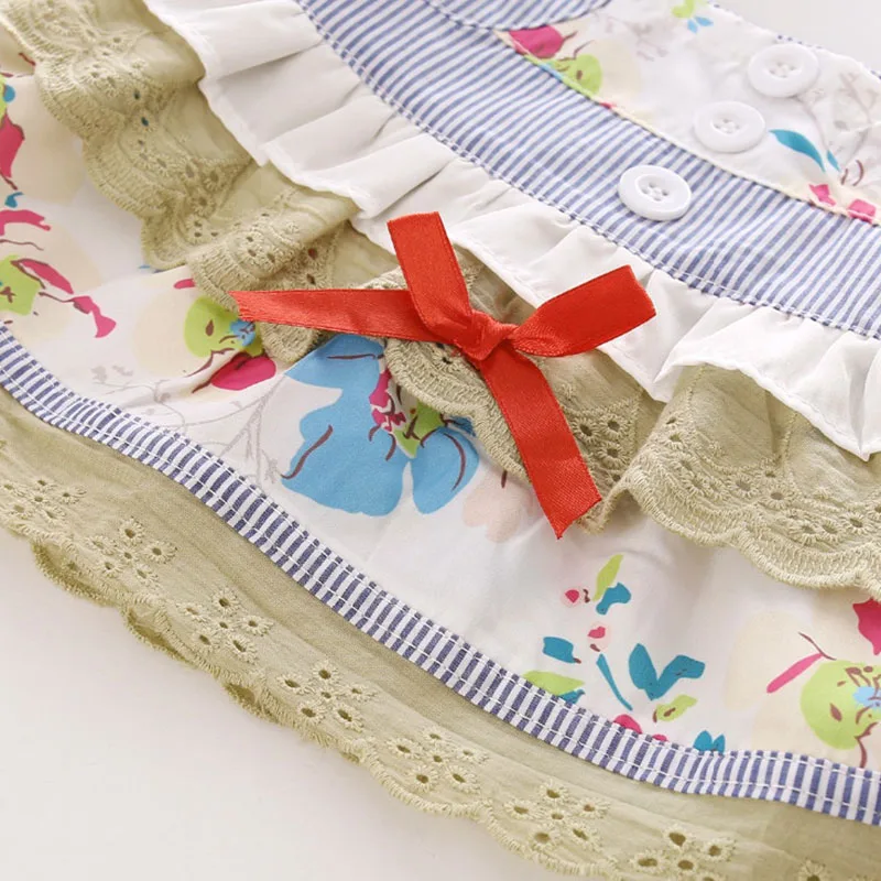 Baby Girl Floral Lace Blouse Sleeveless, Stripe Shorts 2 pcs - Image 3