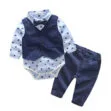 Stylish Gentlemen Suit Bow Tie Button Collar Shirt Long Sleeves Trousers