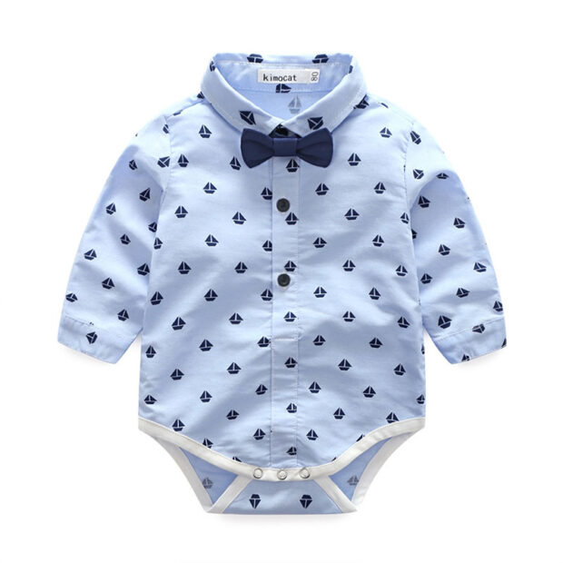 Sailboat Print Polo Onesie Baby Suit