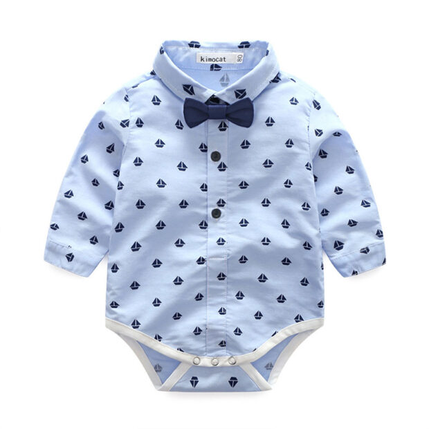 Stylish Gentlemen Suit Bow Tie Button Collar Shirt Long Sleeves Trousers - Image 2
