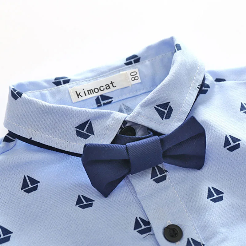 Stylish Gentlemen Suit Bow Tie Button Collar Shirt Long Sleeves Trousers - Image 4