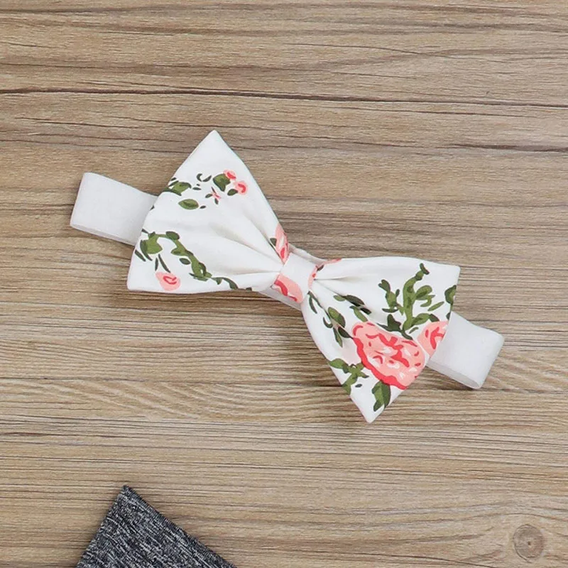 Long Sleeves Floral Print Hoodie Sweatpants with Ribbon Headband - Image 4