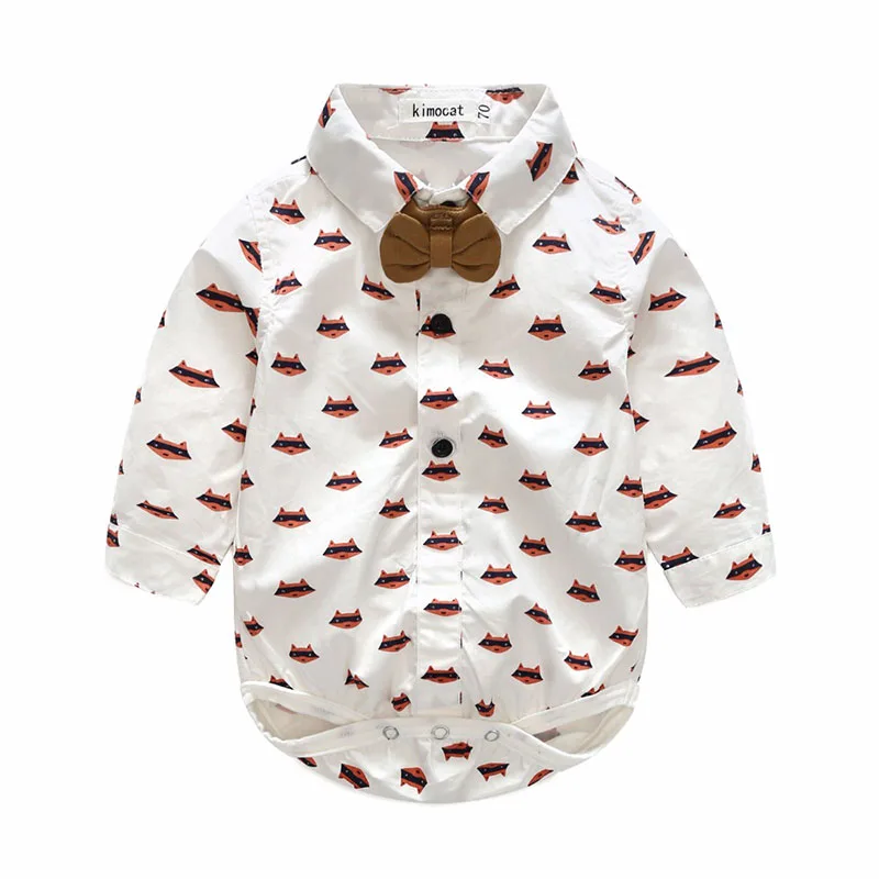 Trendy Bow Tie Button Bodysuit Shirt Vest Trousers - Image 2