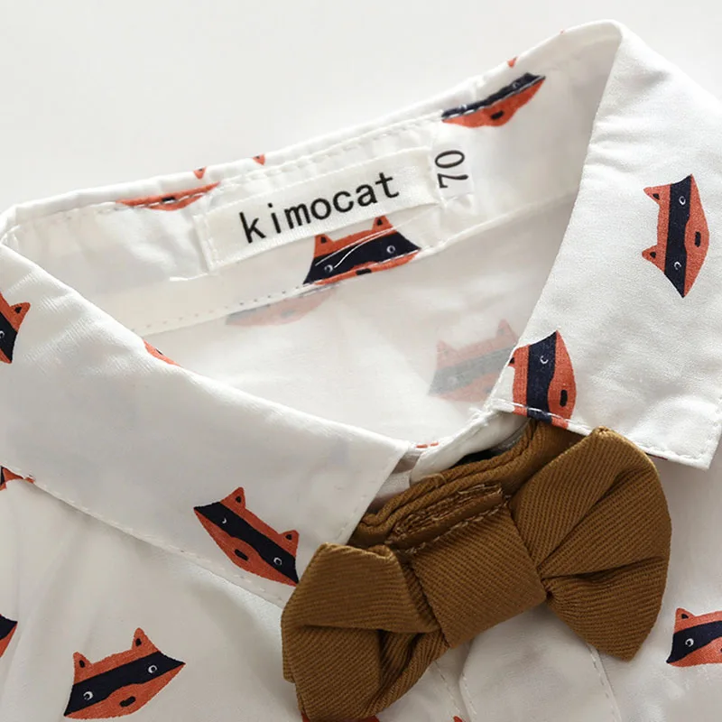 Trendy Bow Tie Button Bodysuit Shirt Vest Trousers - Image 4