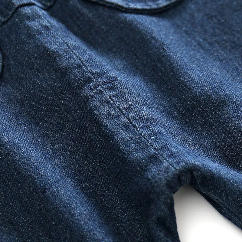 Retro White Collar Button Shirt with Denim Suspender Pants - Image 5