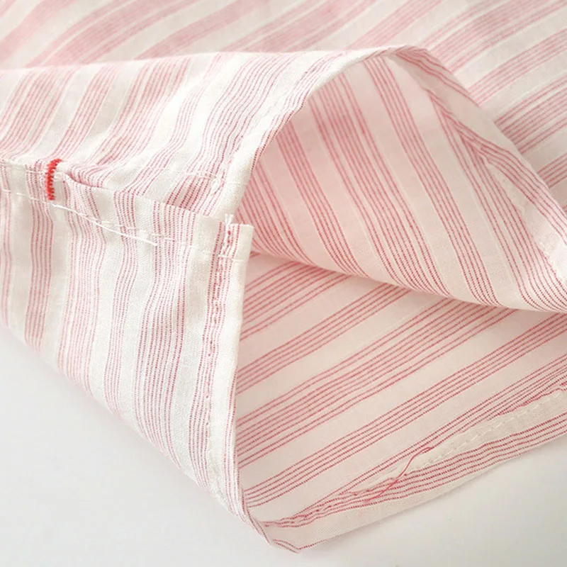 Baby Pink Striped Button Collar Shirt with Shorts - Image 5