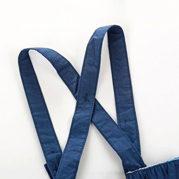 Sailor Print Button Bow Tie Collar Shirt Bodysuit Suspenders Shorts - Image 9