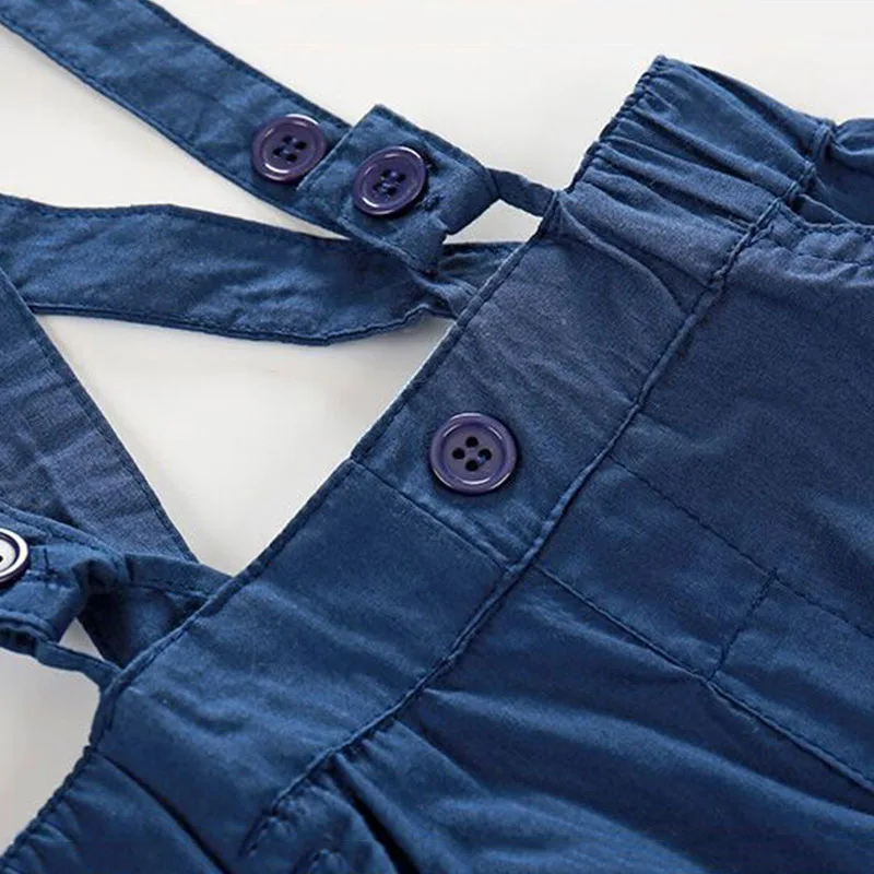 Sailor Print Button Bow Tie Collar Shirt Bodysuit Suspenders Shorts - Image 8