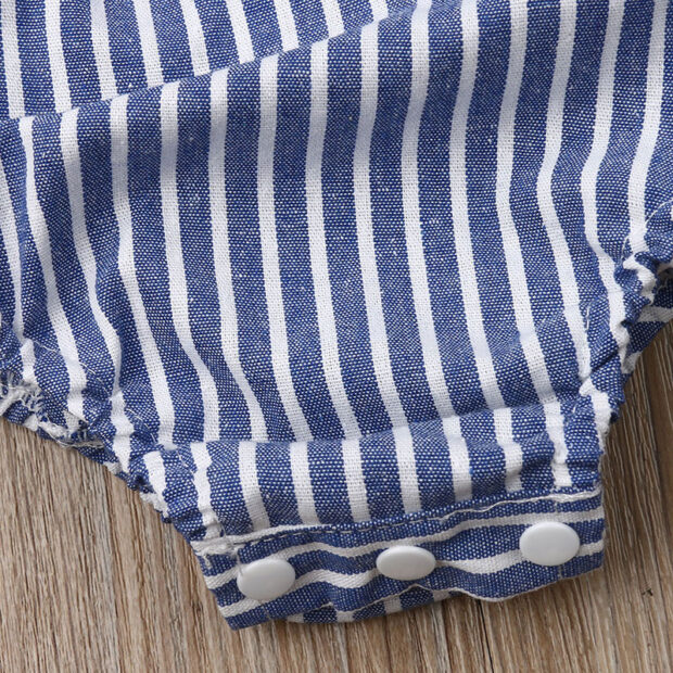Stripe Pattern Ribbon Bow Off Shoulders Bodysuit Sleeveless - Image 4