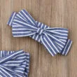 Stripe Pattern Ribbon Bow Off Shoulders Bodysuit Sleeveless - Image 5