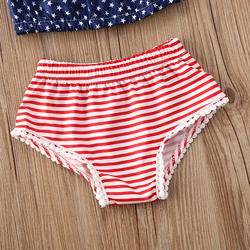 American Star Pattern Off Shoulder Top & Stripe Bloomers with Matching Headband Short Sleeve - Image 4