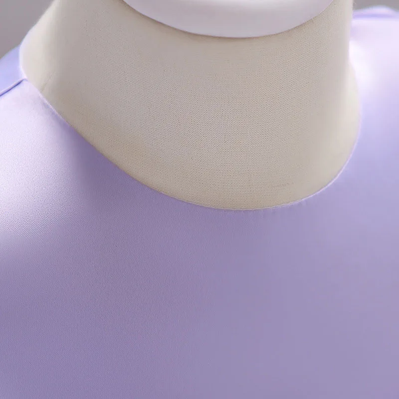 Purple Flower Tulle Laced Ribbon Dress Sleeveless For Wedding & Birthday - Image 4