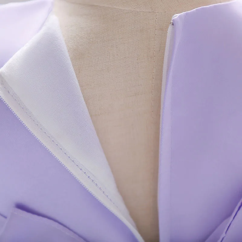 Purple Flower Tulle Laced Ribbon Dress Sleeveless For Wedding & Birthday - Image 5