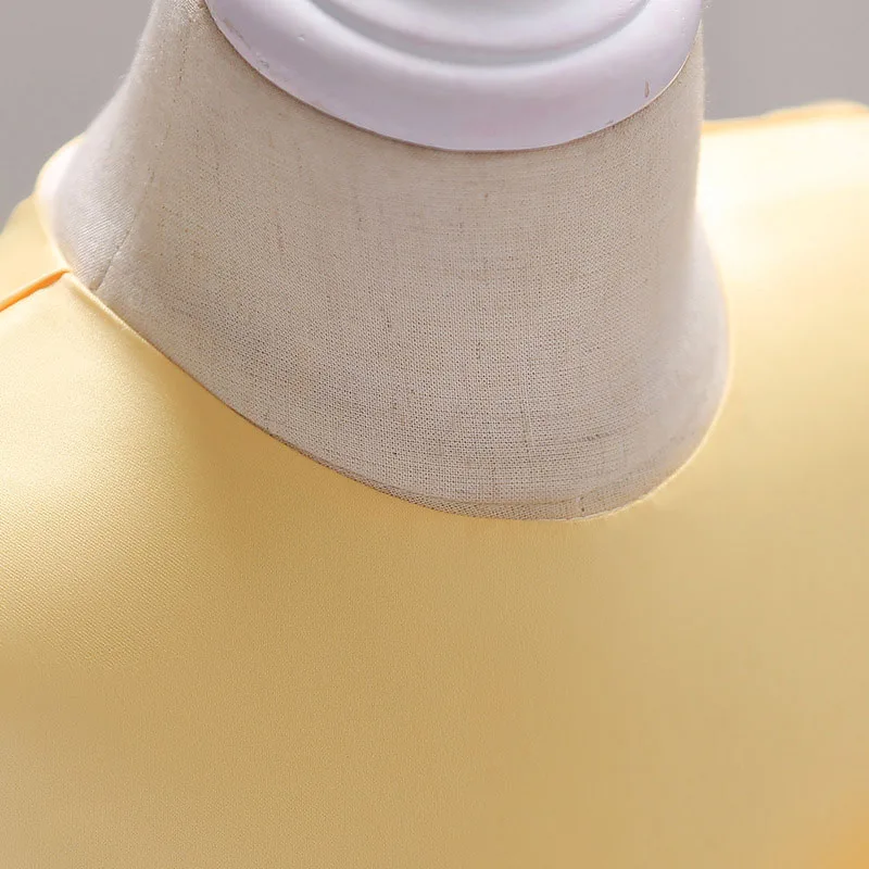 Yellow Floral Garden Laced Ribbon Princess Dress Sleeveless For Wedding & Birthday - Image 4