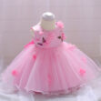 Baby Girl Butterfly Flower Pink Ribbon Dress Sleeveless For Wedding & Birthday