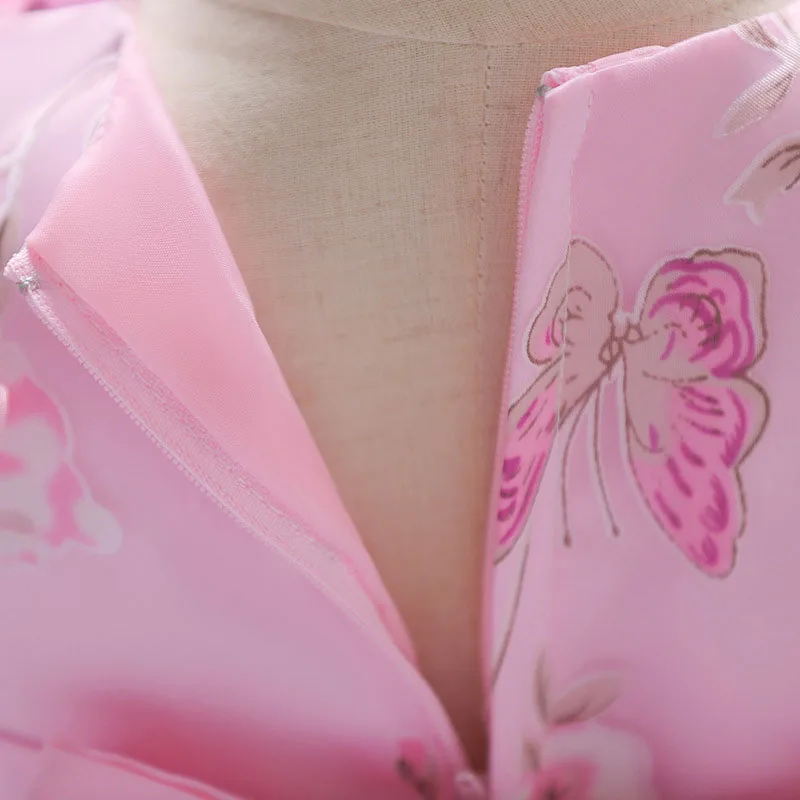 Baby Girl Butterfly Flower Pink Ribbon Dress Sleeveless For Wedding & Birthday - Image 5