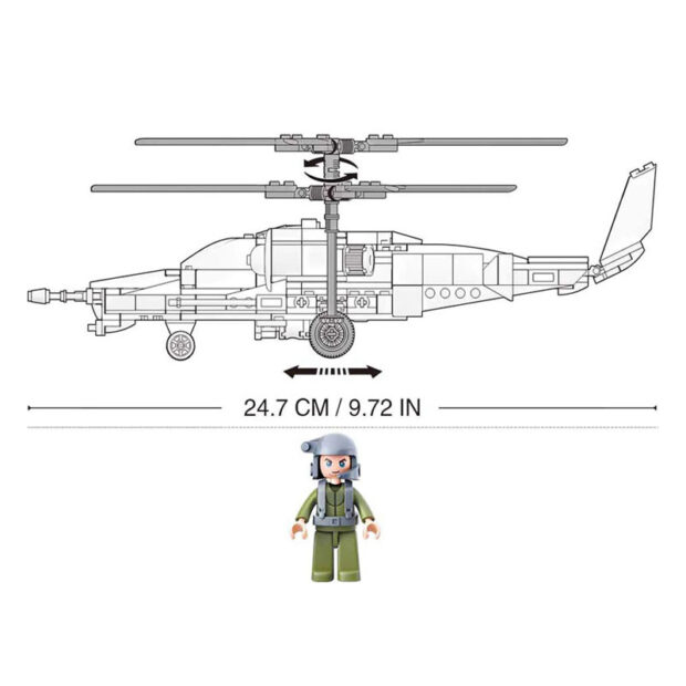 Sluban Russian Black Shark Kamov Ka-50 Helicopter Building Blocks Toy