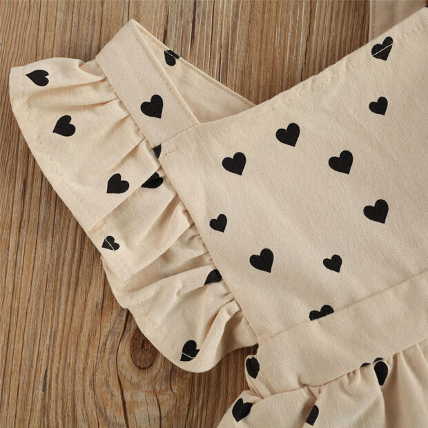 Hearts Pattern Open Back Dress Sleeveless with Diaper Cover & Ribbon Headband - Image 3