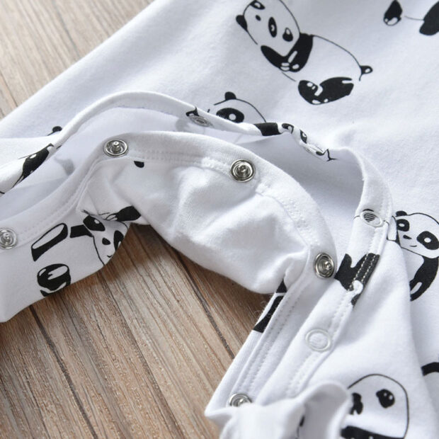 Baby Panda Print Sleepwear Henley Style Jumpsuit Long Sleeve - Image 4