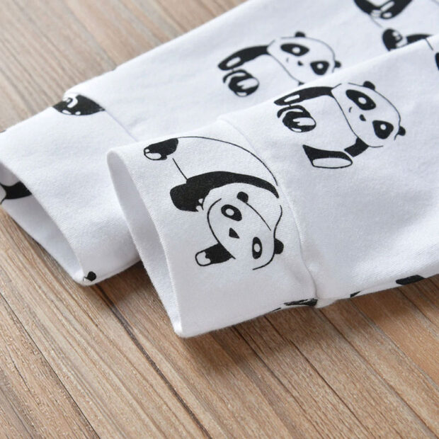 Baby Panda Print Sleepwear Henley Style Jumpsuit Long Sleeve - Image 5