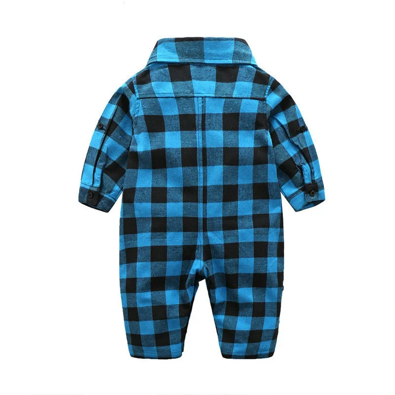 Baby Checker Folded Collar One Piece Jumpsuit Coverall for Boys & Girls - Image 2