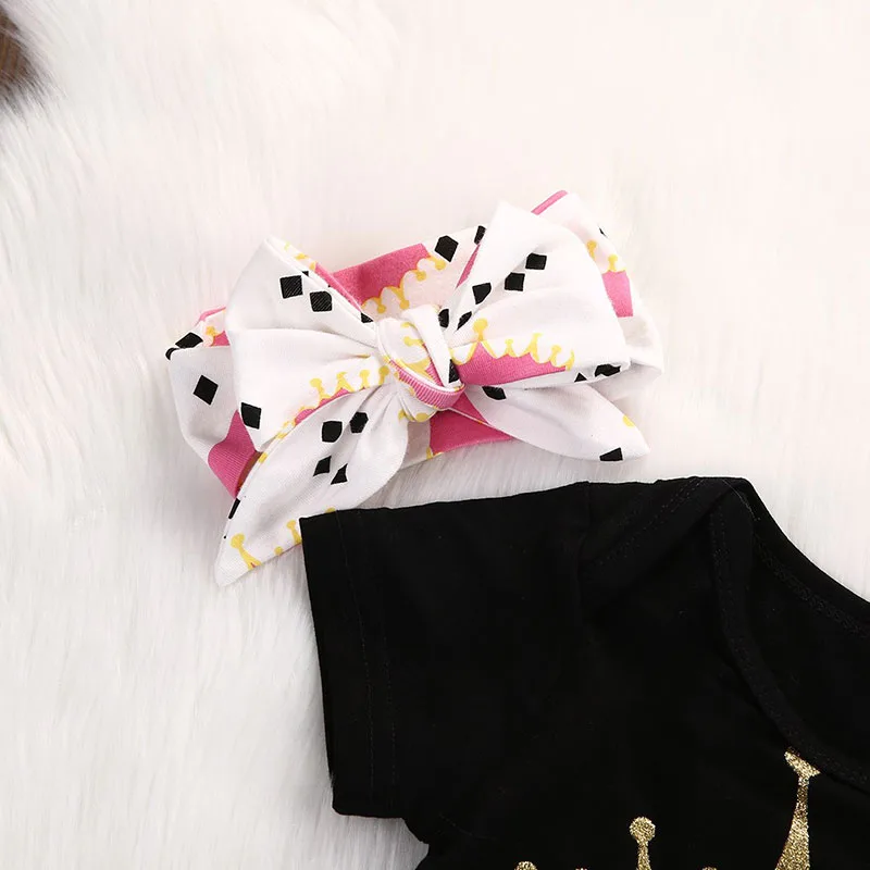 "I am a Princess" Crown Bodysuit Long Sleeves Pants Ribbon Headband - Image 6