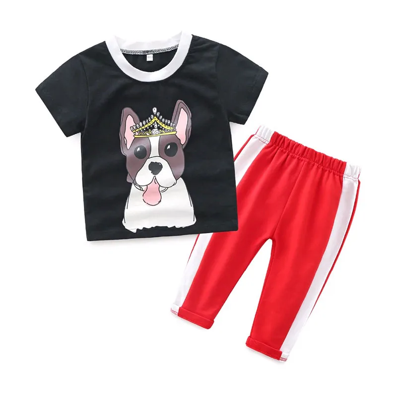 Baby Puppy Print T-Shirt & Track Pants 2 pcs Tracksuit Set
