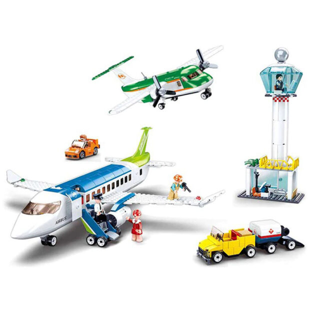Sluban Airport Air Control Tower with Aircraft Jets City Building Blocks Toy - Image 2