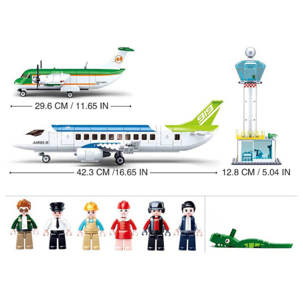 Sluban Airport Air Control Tower with Aircraft Jets City Building Blocks Toy - Image 4