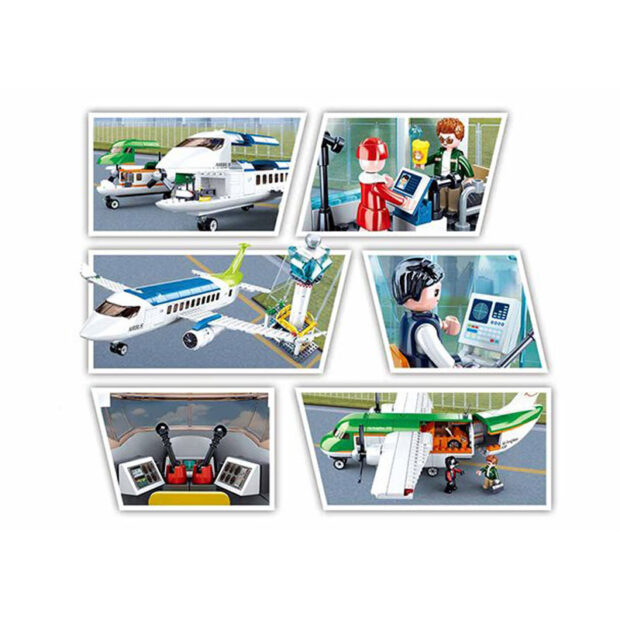 Sluban Airport Air Control Tower with Aircraft Jets City Building Blocks Toy - Image 3
