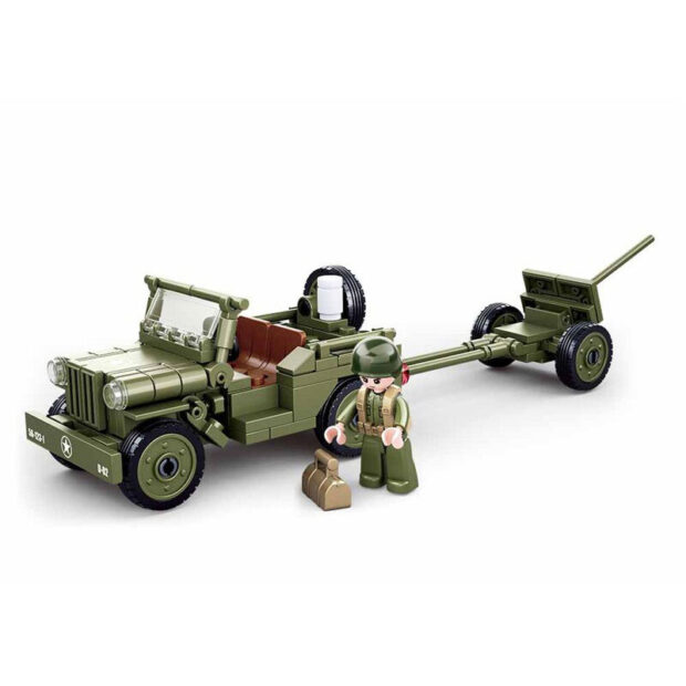 Sluban Allied Willys Jeep & Artillery World War II Building Blocks Toy - Image 3