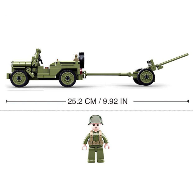 Sluban Allied Willys Jeep & Artillery World War II Building Blocks Toy - Image 4