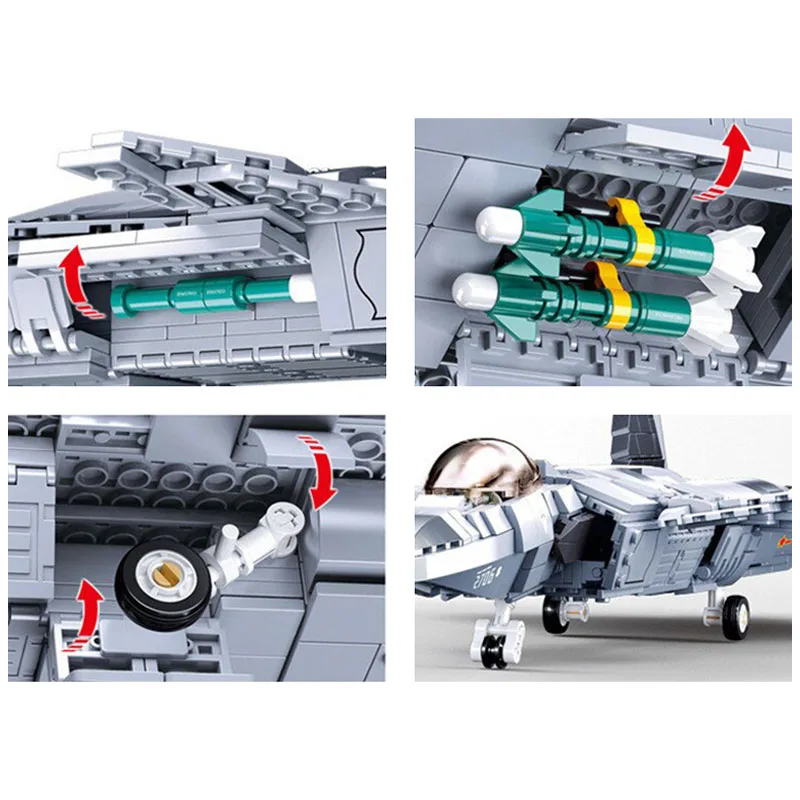 Sluban Mighty Dragon Stealth Jet J-20 Military Building Blocks Toy - Image 4