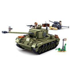 Sluban Pershing Tank USA M26E1 with Artillery Turret World War II Military Building Blocks Toy