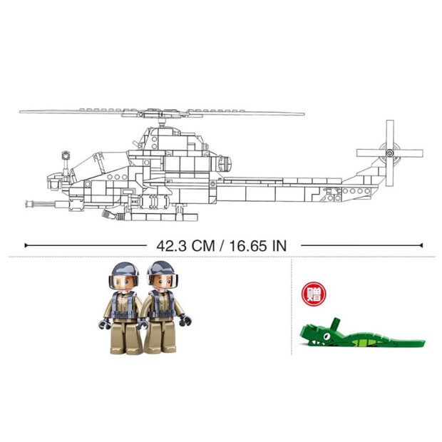 Sluban Air Force AH-17 Viper Attack Apachi Helicopter Building Blocks Toy - Image 4